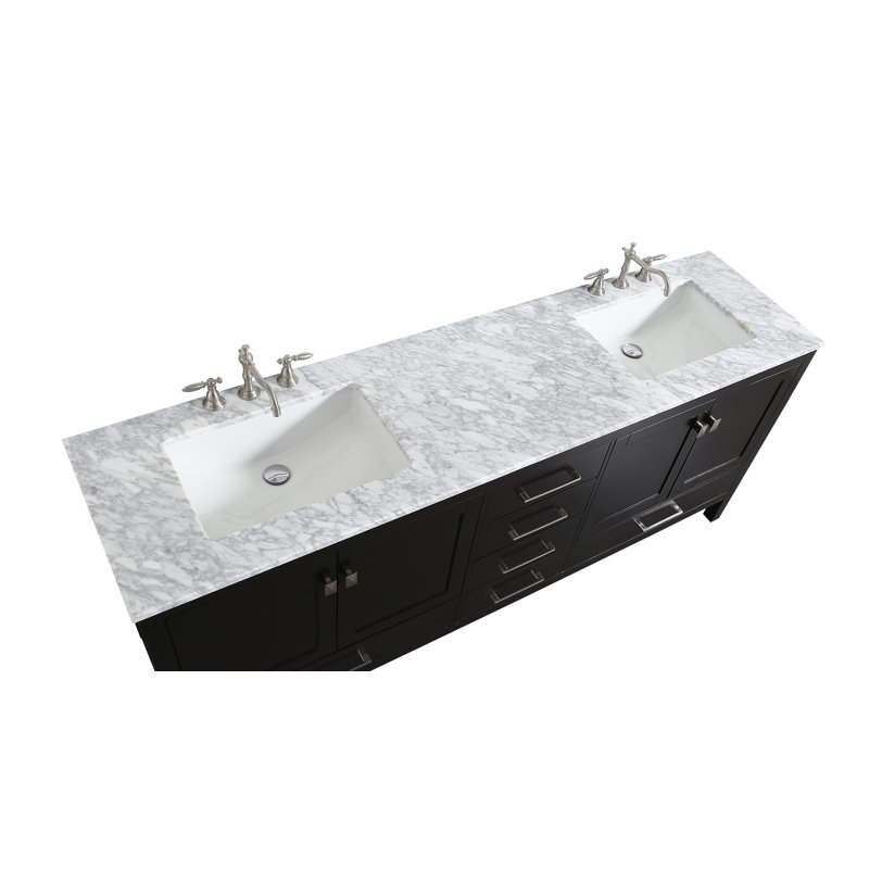 Brayden Studio® Zeringue 84'' Double Bathroom Vanity with Marble Vanity